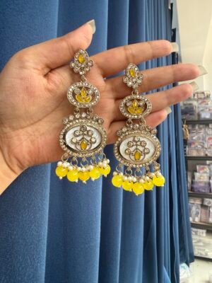 Roshni Kundan Earrings – Yellow