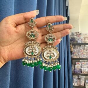 Roshni Kundan Earrings – Dark Green