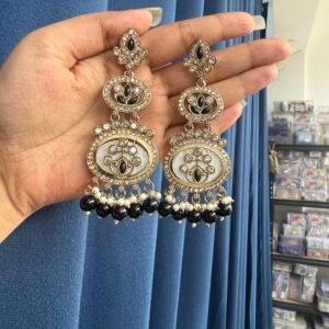 Roshni Kundan Earrings – Black