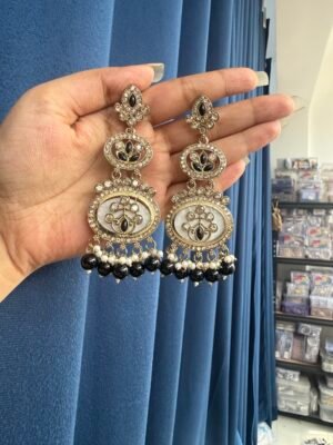 Roshni Kundan Earrings – Black