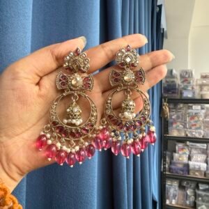 Anchal Kundan Earrings – Wine