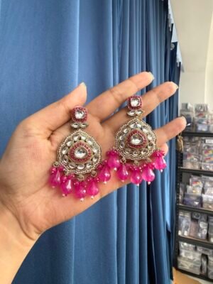 Jhansi Premium Earrings – Dark Pink
