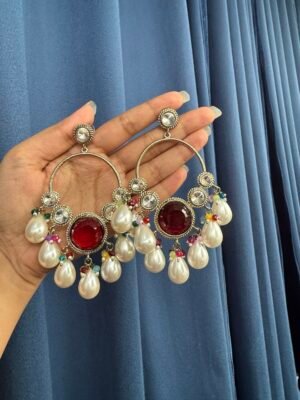 Pari Premium Kundan Earrings with Pearl Danglers – Multi