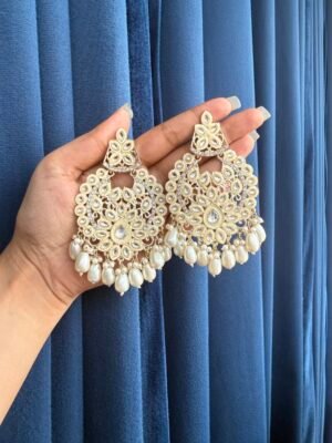 Meenakari Earrings – White