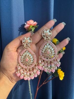 Ambika Ethnic Earrings – Light Pink