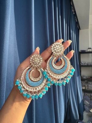 Light Blue Ethnic Chandbali Earrings
