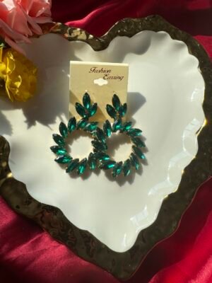 Dark Green Stone Earrings