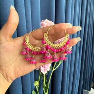 Pink Bali with Five Jhumkis