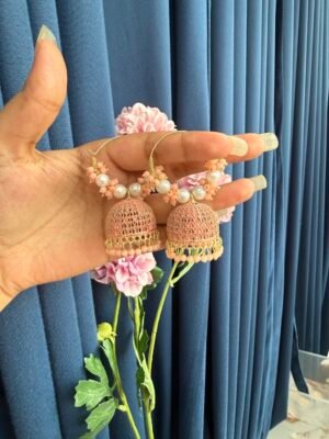 Peach Bali Jhumki Earrings