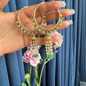 Green Bali Jhumki Earrings