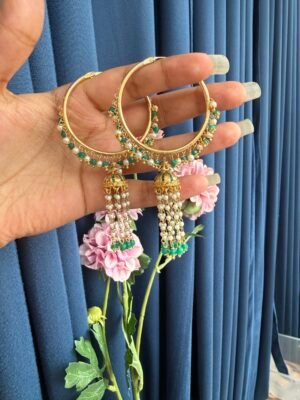 Green Bali Jhumki Earrings