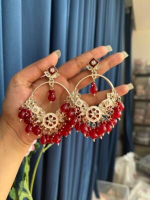 Red Kundan Chandbali