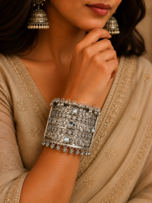 Noorika Oxidised Silver Tribal Kada