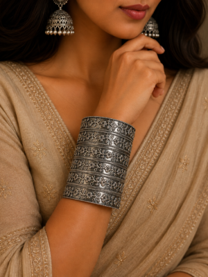 Sheena Oxidised Silver Tribal Kada