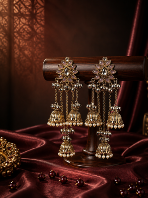 Inaya Lavender Kashmiri Jhumka Ghungroo Earrings for Women
