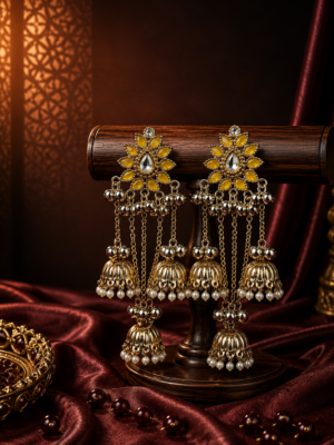 Inaya Yellow Kashmiri Jhumka Earrings for Women
