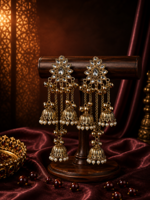 Inaya White Kashmiri Jhumka Earrings for Women