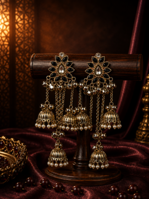 Inaya Black Kashmiri Jhumka Earrings for Women