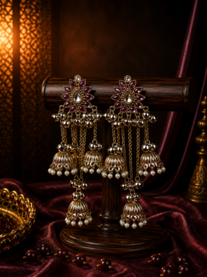 Inaya Purple Kashmiri Jhumka Earrings for Women