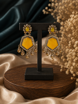 Neetu Yellow Kundan Earrings for Women