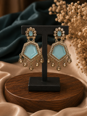 Neetu Light Blue Kundan Earrings for Women