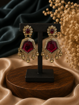 Neetu Red Kundan Earrings for Women