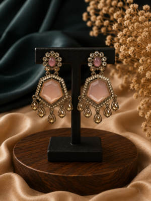 Neetu Light Pink Kundan Earrings for Women