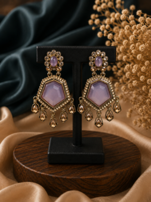 Neetu Lavender Kundan Earrings for Women