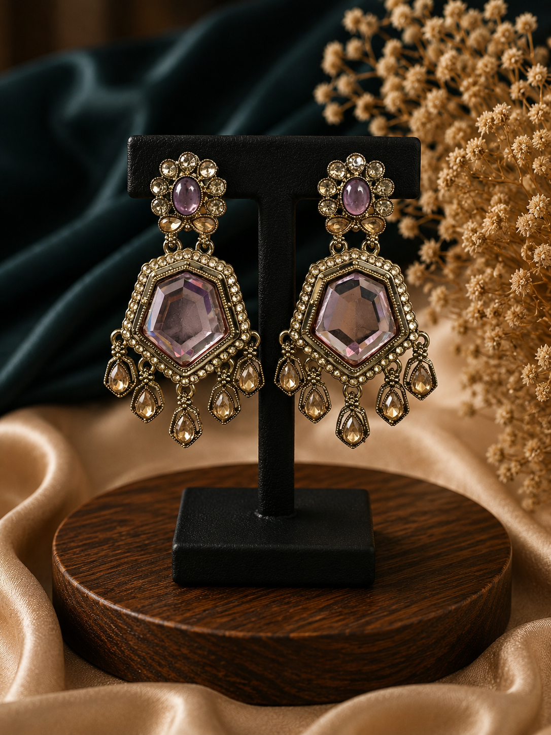 Neetu Mauve Kundan Earrings for Women