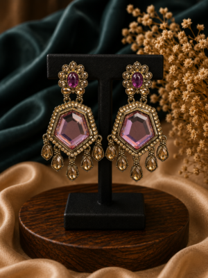 Neetu Pink Kundan Earrings for Women