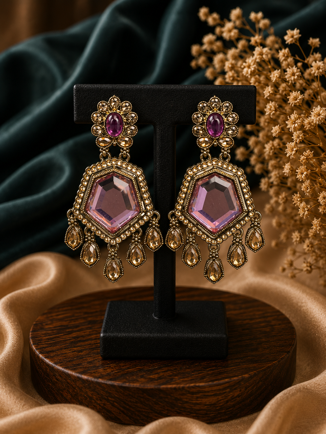 Neetu Pink Kundan Earrings for Women
