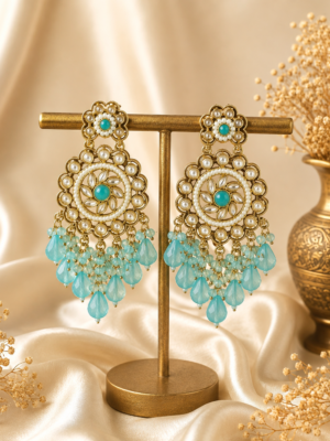 Gauhar Light Blue Kundan Dangler Earrings