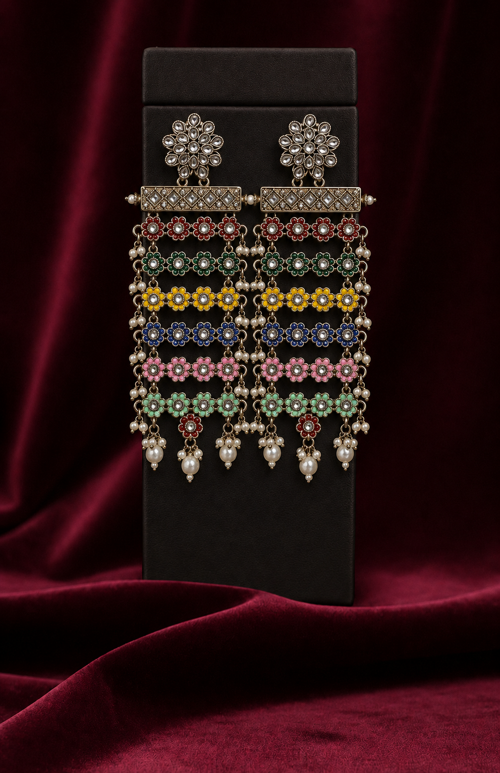Abeer Multi Meenakari Kundan Earrings for Women