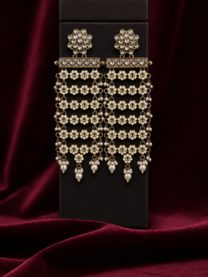 Abeer Ivory Meenakari Kundan Earrings for Women