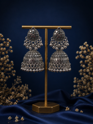 Tara Oxidised Jhumka Earrings for Women