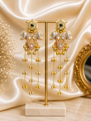 Mehreen Kashmiri Dejhoor Earrings - Dark Green Pink
