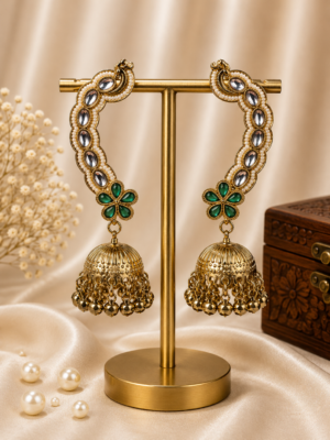 Aarika Teal Green Kashmiri Ear Cuff Jhumka