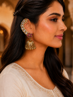 Aarika Purple Kashmiri Ear Cuff Jhumka