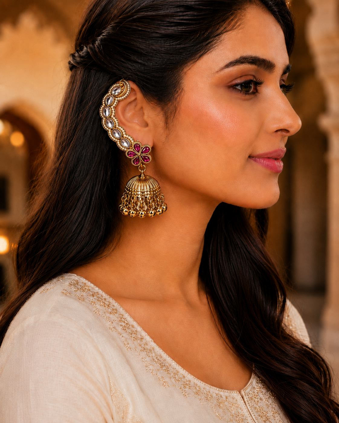 Aarika Purple Kashmiri Ear Cuff Jhumka