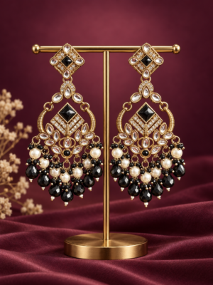 Nalini Black Kundan Earrings for women