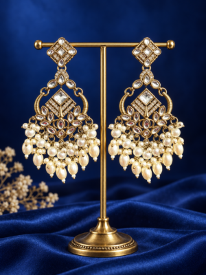 Nalini White Kundan Earrings for women