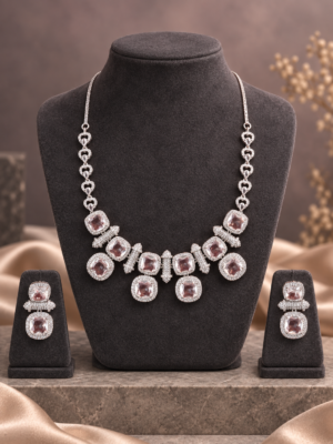 White American Diamond necklace set for women