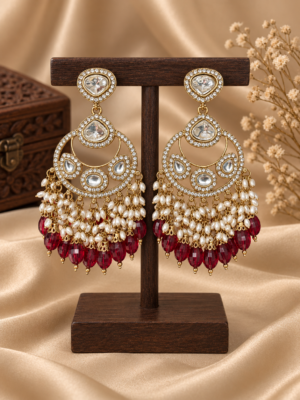 Falguni Red Kundan Earrings for women