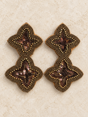 Tara handmade bronze and brown beaded floral statement earrings