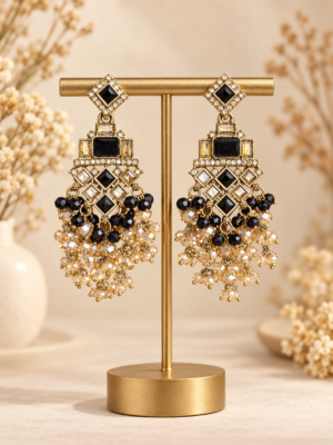 Dharni black Kundan earrings for women