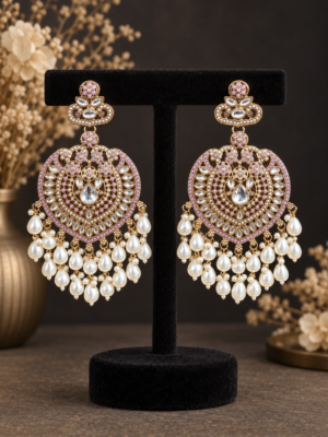 Aaliya lavender Kundan pearl chandbali earrings for women
