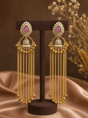 Afsana Lavender Long Kashmiri Ghungru Earrings