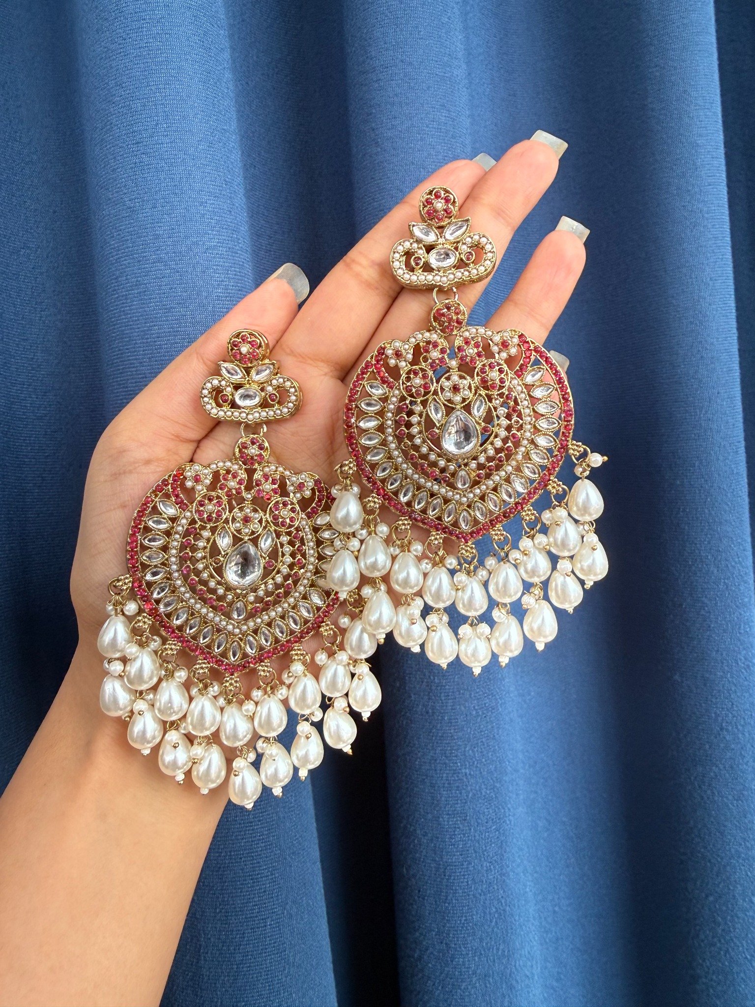 Aaliya Dark Pink Kundan Chandbali