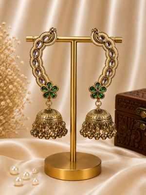 Aarika Dark Green Kashmiri Ear Cuff Jhumka