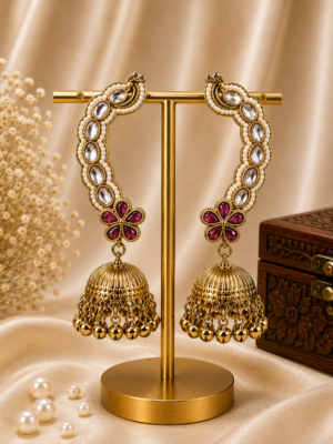 Purple Kashmiri Ear Cuff Earrings for Women
